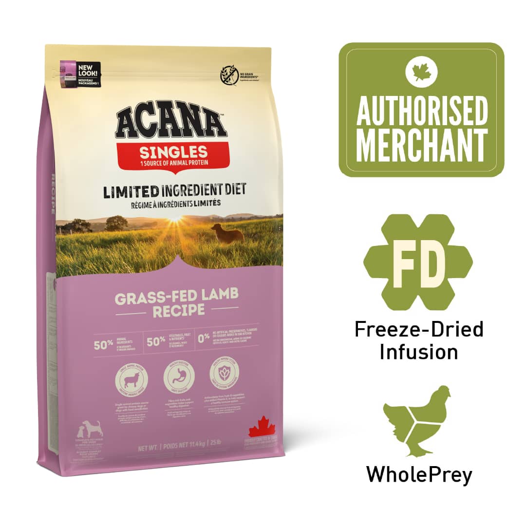 ACANA Singles Grass-Fed Lamb Dry Dog Food (4 Sizes) | PetMall Singapore
